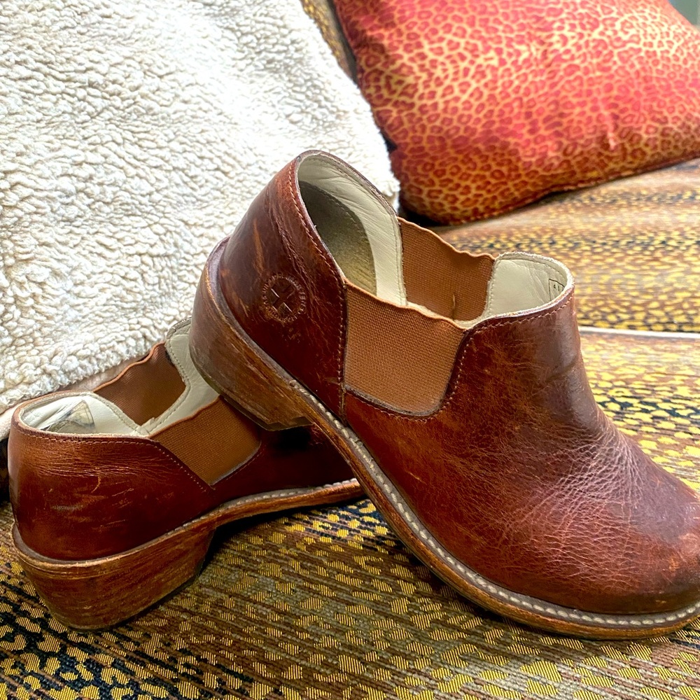 Doc Martens ankle boot with western heel, perfectly worn in.